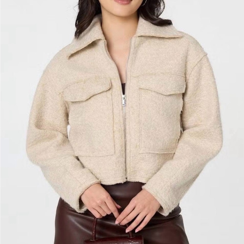 Ci Sono Women's Cream Teddy Jacket